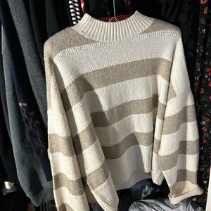 Vero Moda Beige and Cream Striped Sweater